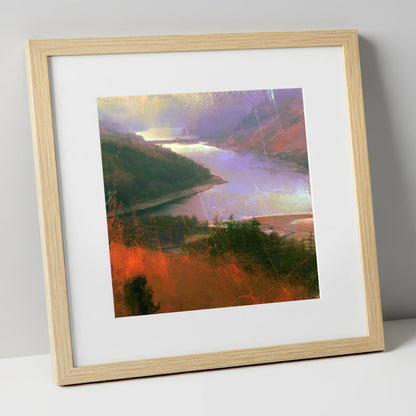 Thirlmere Reservoir Under Violet Skies lake district lake art print in natural frame
