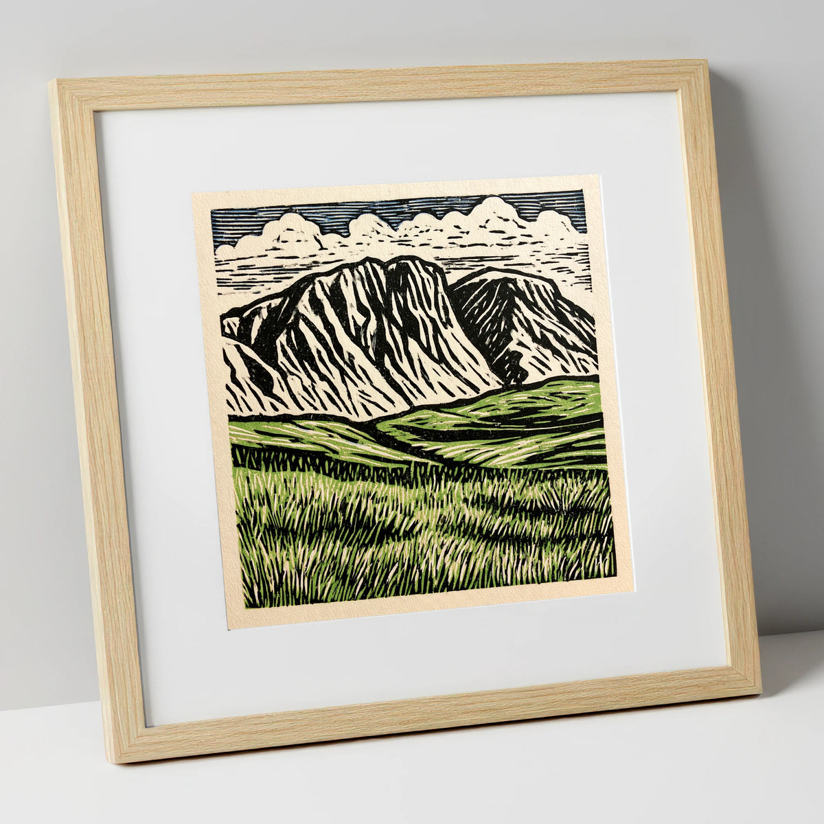 Bold Scafell Pike Landscape lake district fell art print in natural frame
