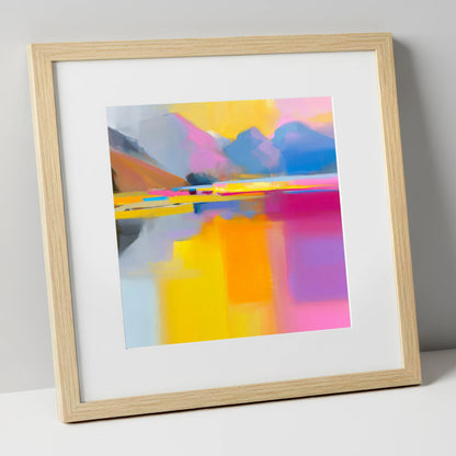 Vibrant Loweswater Reflections lake district lake art print in natural frame