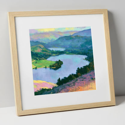 Grasmere Above Purple Bracken lake district lake art print in natural frame