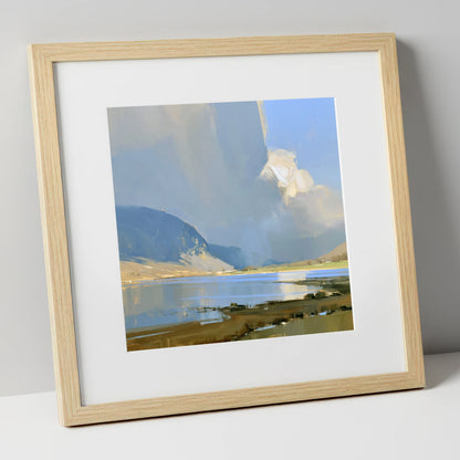 Sunlit Storm Cloud Over the Lake lake district sky art print in natural frame