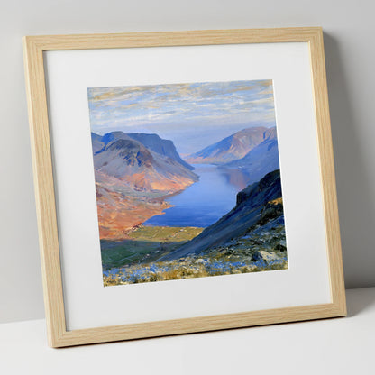 Scafell Pike Above Luminous Wastwater lake district fell art print in natural frame