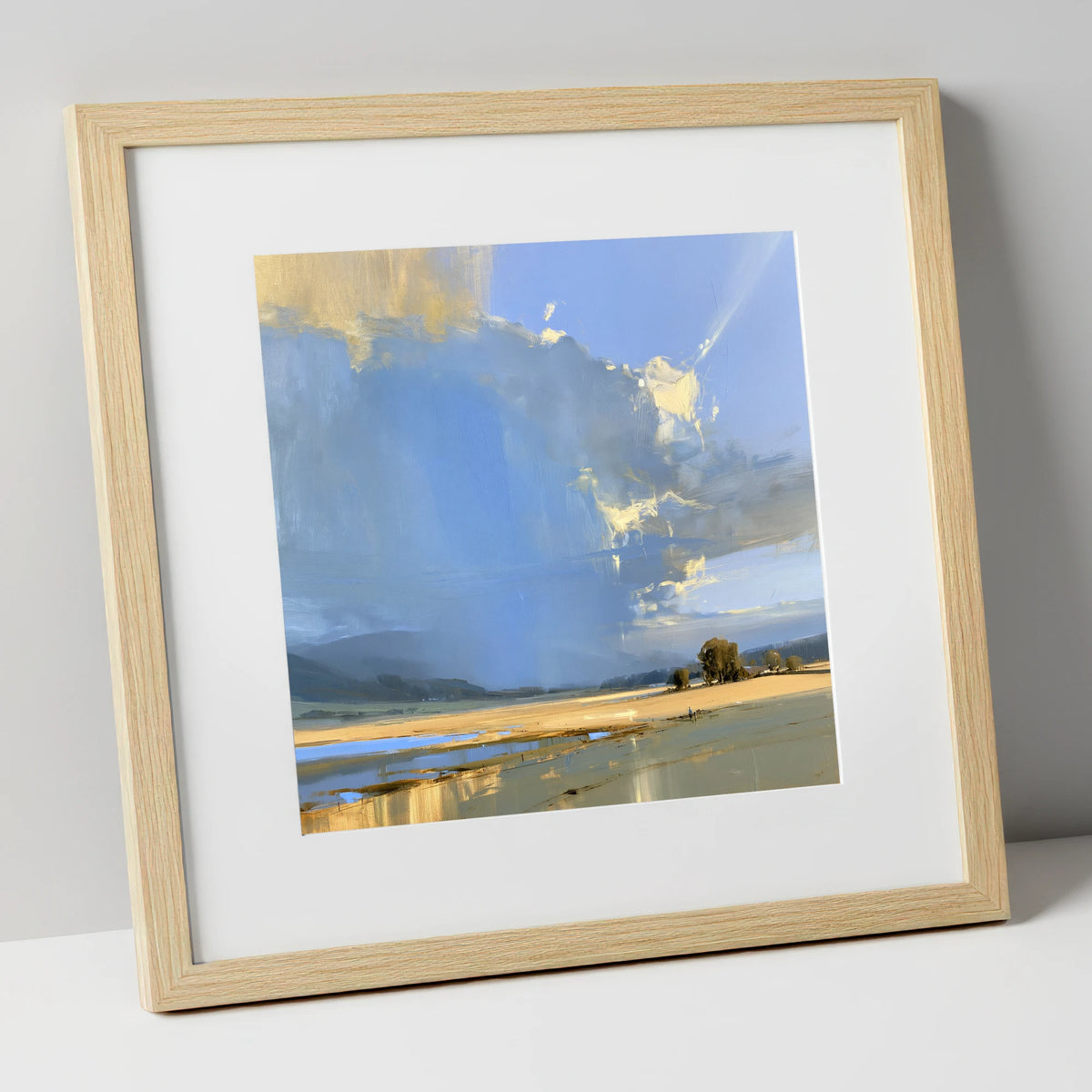 Luminous Storm Clouds Over Fells lake district sky art print in natural frame