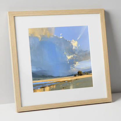 Luminous Storm Clouds Over Fells lake district sky art print in natural frame
