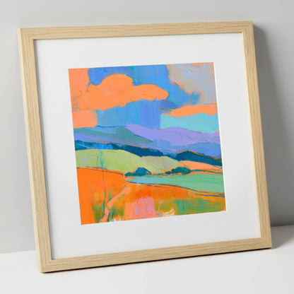 Storm Clouds Over Colourful Fells lake district sky art print in natural frame