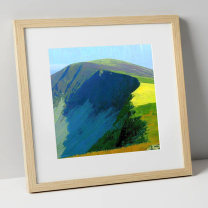Vibrant Shadows on Bakestall Fell lake district fell art print in natural frame