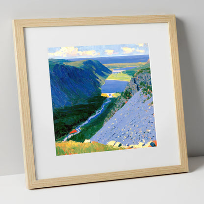 Vibrant Valley from Great Gable lake district fell art print in natural frame