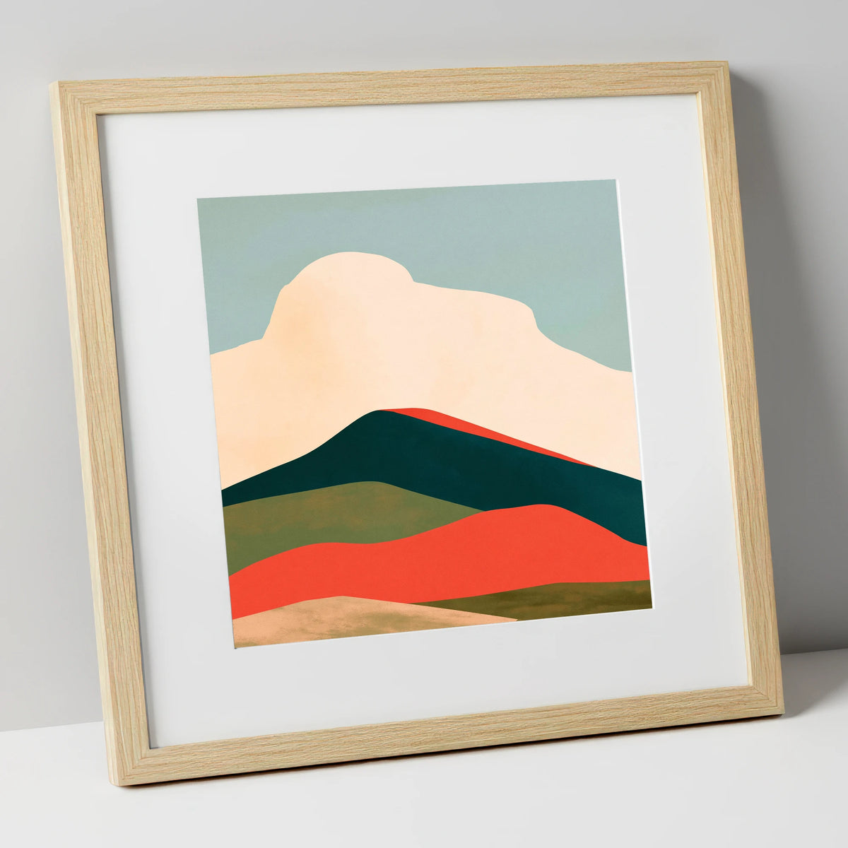 Graphic Fells Under Cloud lake district fell art print in natural frame