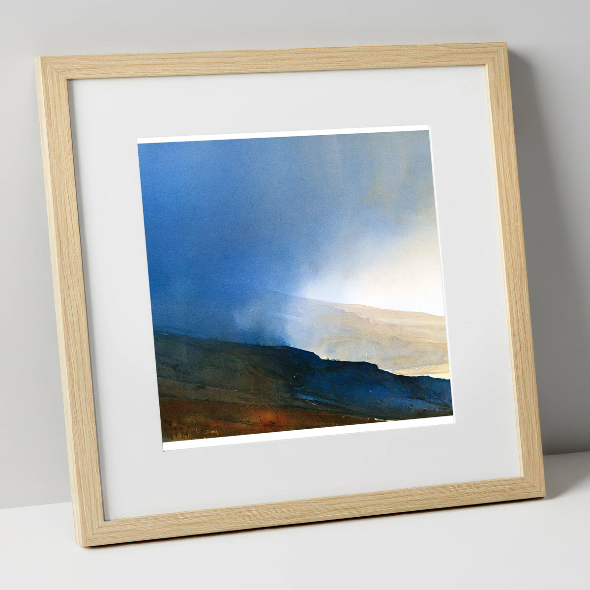 Indigo Clouds Over Rolling Fells lake district fell art print in natural frame