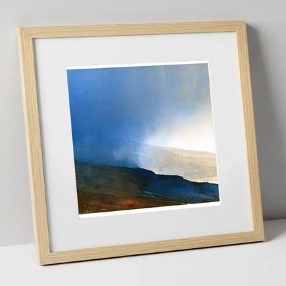 Indigo Clouds Over Rolling Fells lake district fell art print in natural frame