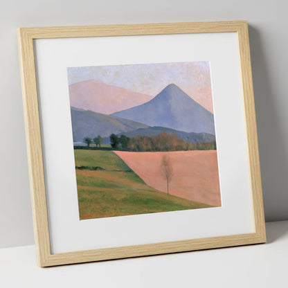 Pastel Fells and Green Valley lake district valley art print in natural frame
