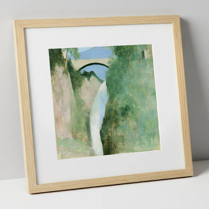 Stone Bridge Over Aira Force lake district waterfall art print in natural frame
