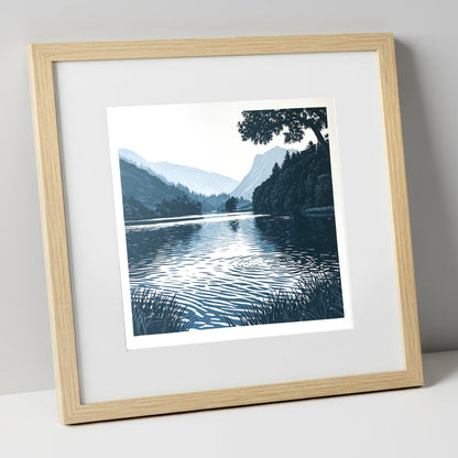 Lake Ripples at First Light lake district lake art print in natural frame
