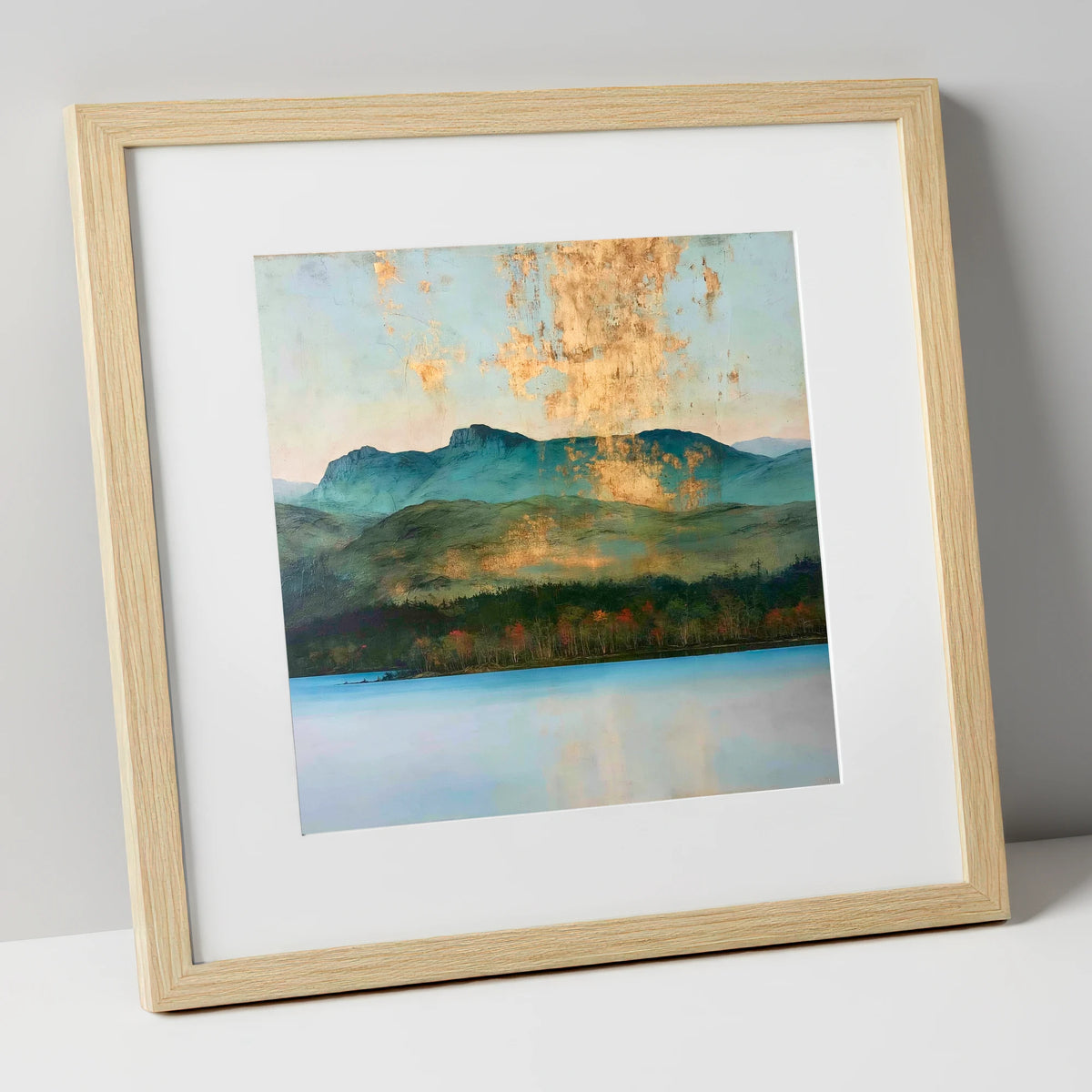 Gilded Sky Over Windermere lake district lake art print in natural frame
