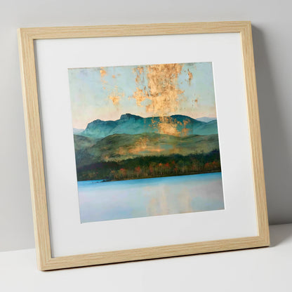 Gilded Sky Over Windermere lake district lake art print in natural frame
