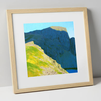 Sunlit Ridge Below Pillar Crags lake district fell art print in natural frame