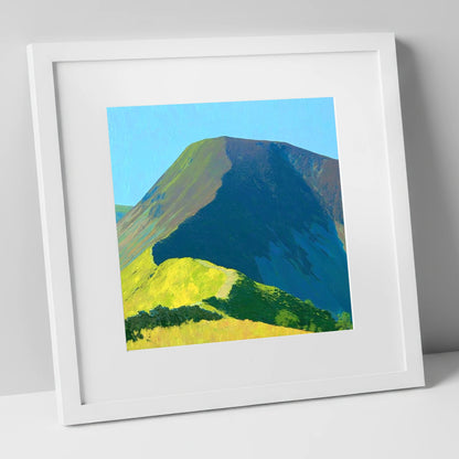 Vibrant Carl Side Ridge Path lake district fell art print in white frame