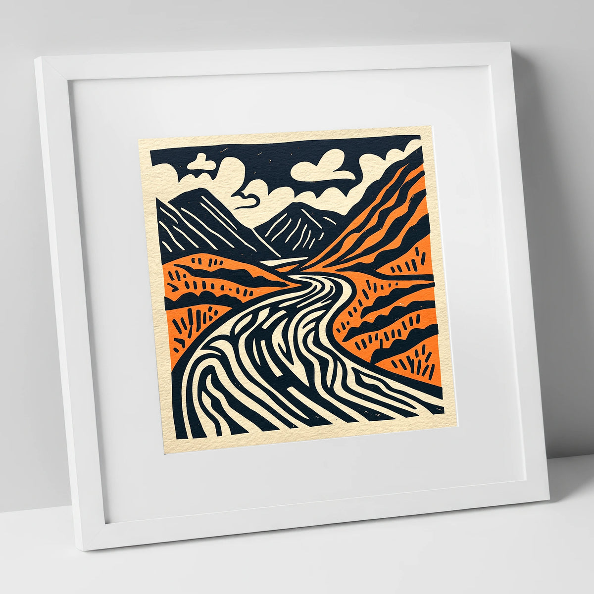 Bold Terracotta Kirkstone Pass lake district valley art print in white frame