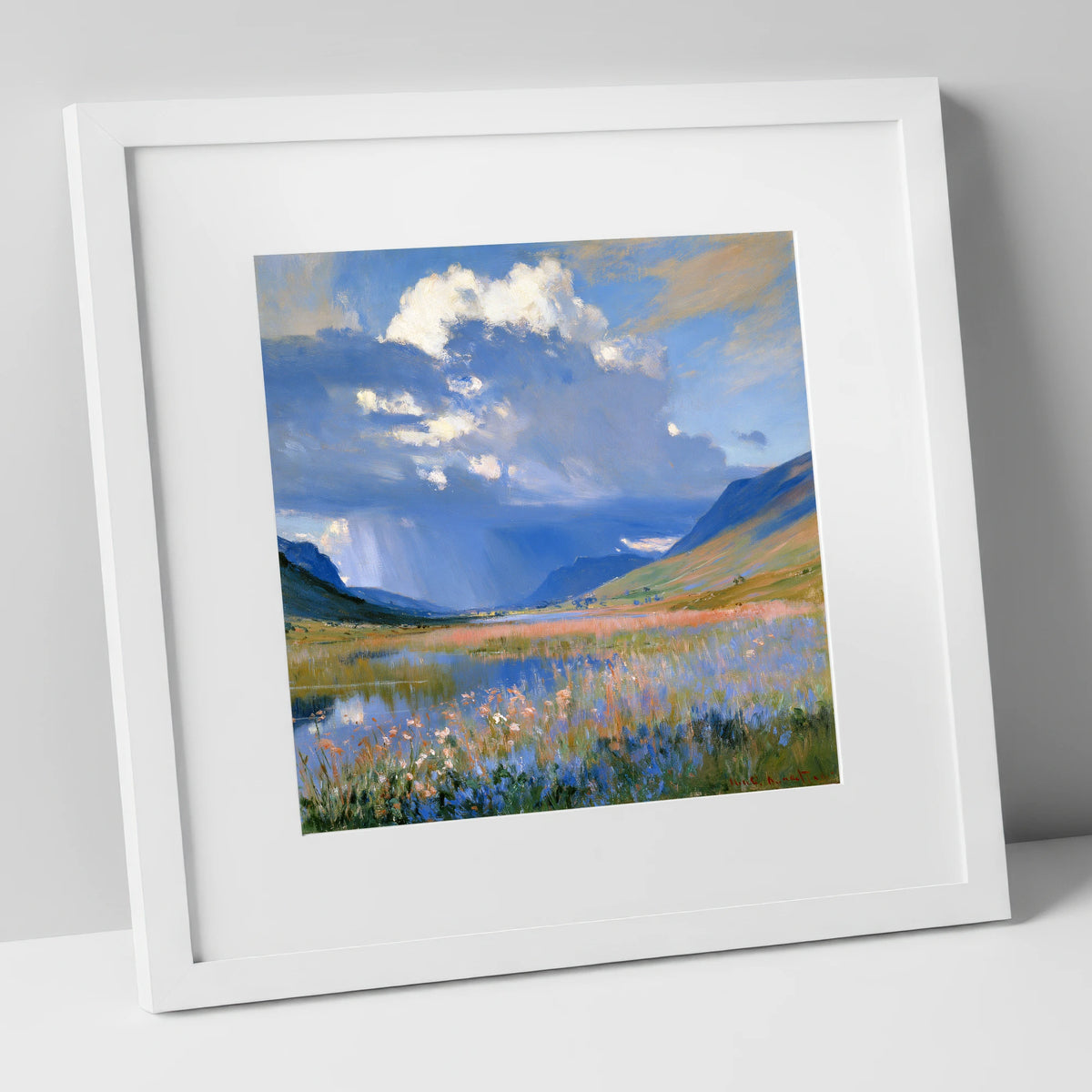 Passing Storm Over the Fells lake district sky art print in white frame