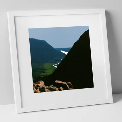 Steep Valley from Great Gable lake district fell art print in white frame