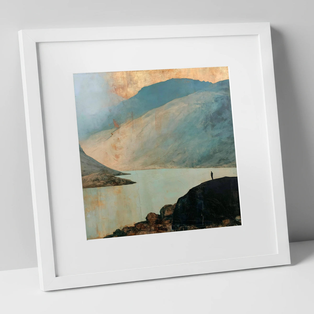 Great Gable in Golden Light lake district fell art print in white frame