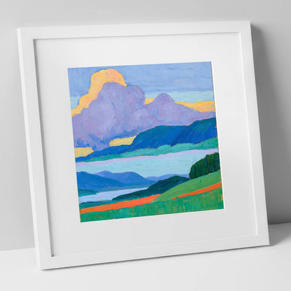 Violet Storm Clouds Over Fells lake district sky art print in white frame