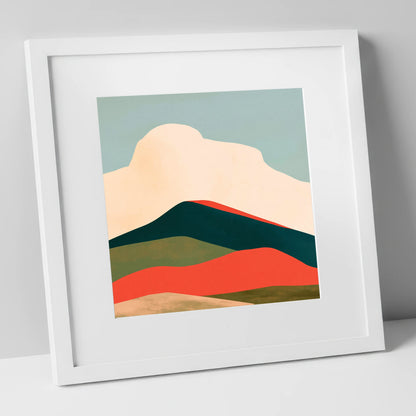 Graphic Fells Under Cloud lake district fell art print in white frame