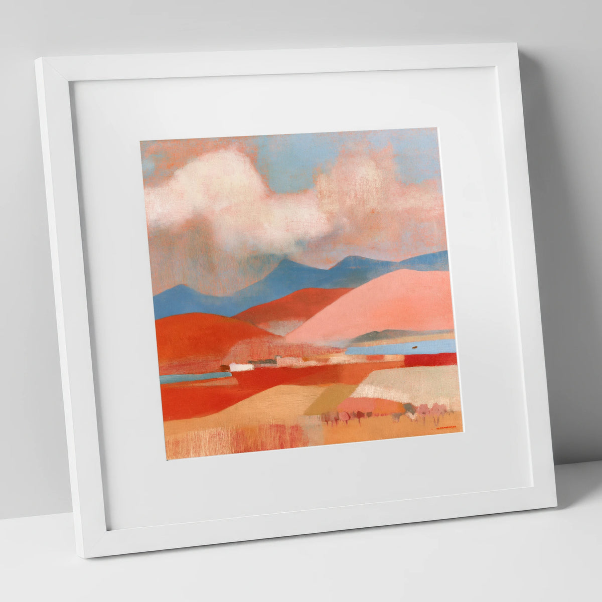 Storm Clouds Over Terracotta Fells lake district sky art print in white frame