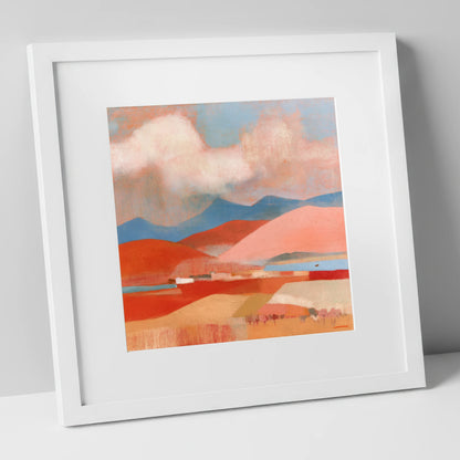 Storm Clouds Over Terracotta Fells lake district sky art print in white frame