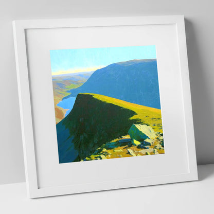 Sunlit Ridge on Kidsty Pike lake district fell art print in white frame