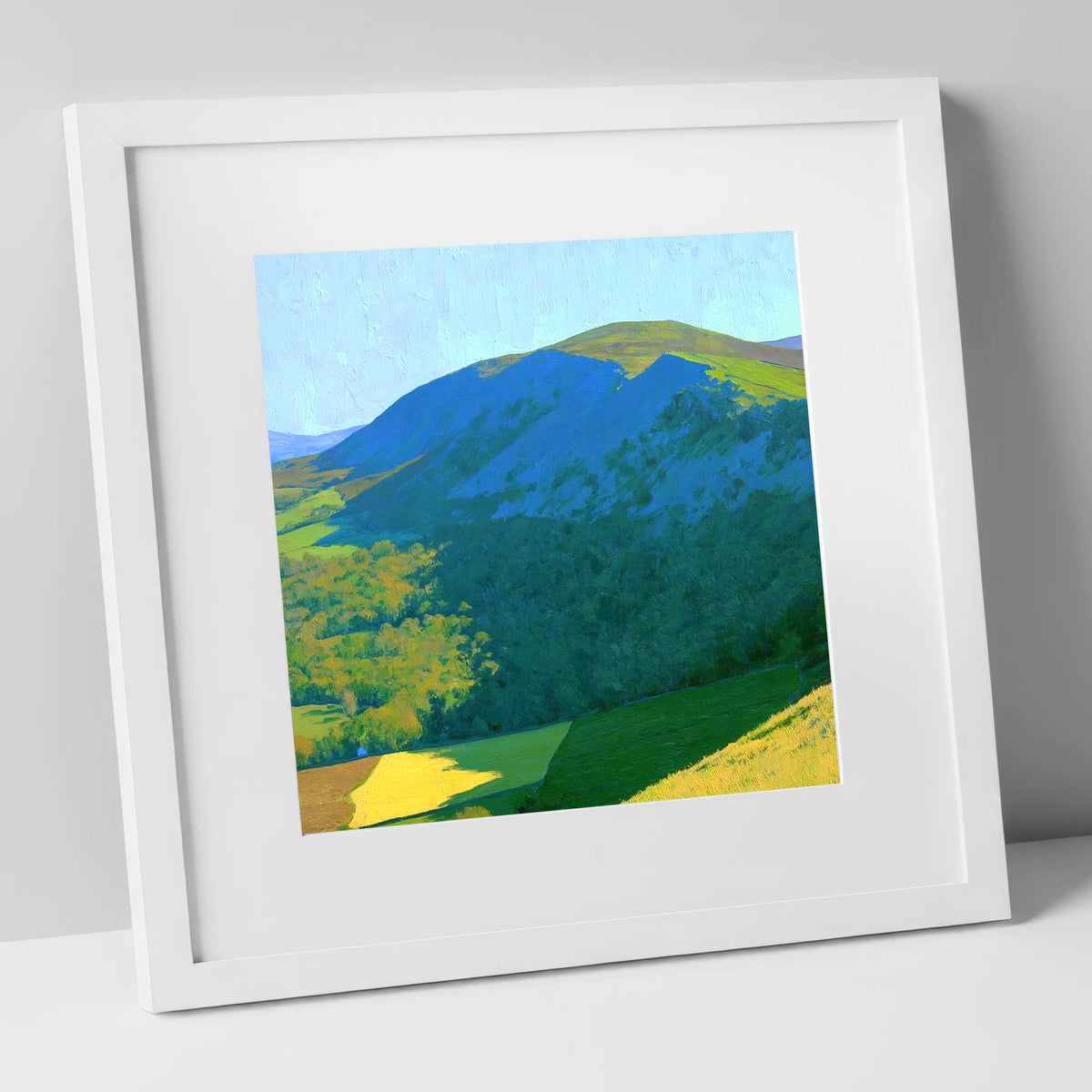Sale Fell in Bold Light lake district fell art print in white frame