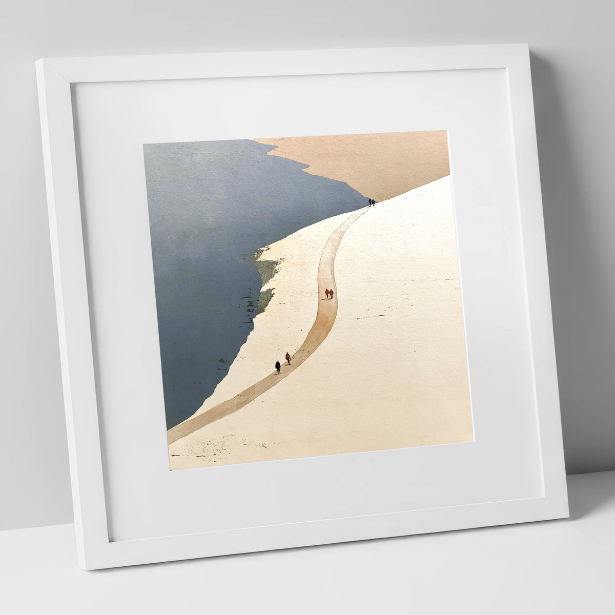 Fell Walkers on the High Ridge Path lake district walking art print in white frame