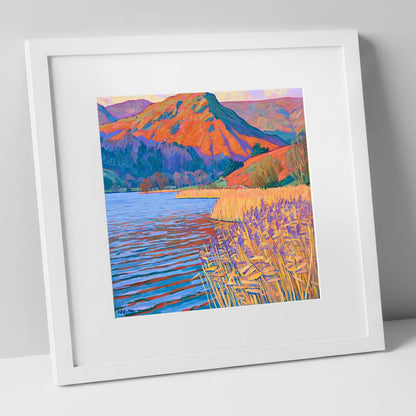 Golden Reeds at Grasmere grasmere wall art art print in white frame