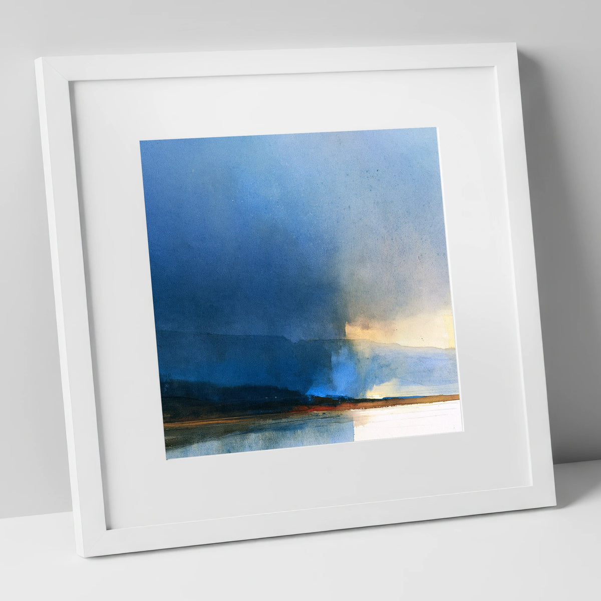 Indigo Storm Over the Fells lake district sky art print in white frame