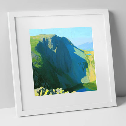 Sunlit Dale Head Crags lake district fell art print in white frame