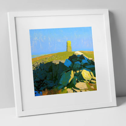 Sunlit Pillar on Lank Rigg lake district fell art print in white frame
