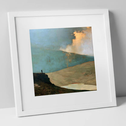 Helvellyn Beneath a Golden Cloud Break lake district fell art print in white frame