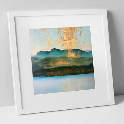 Gilded Sky Over Windermere lake district lake art print in white frame
