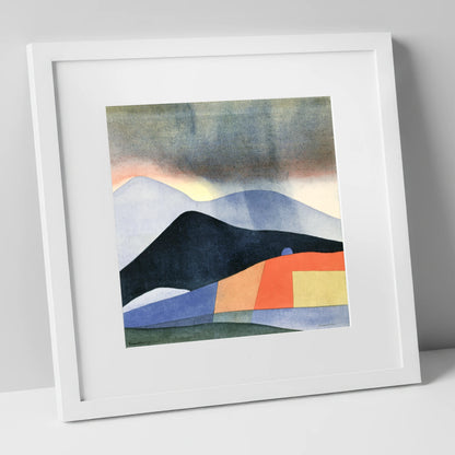 Abstract Fells Under Storm Clouds lake district sky art print in white frame