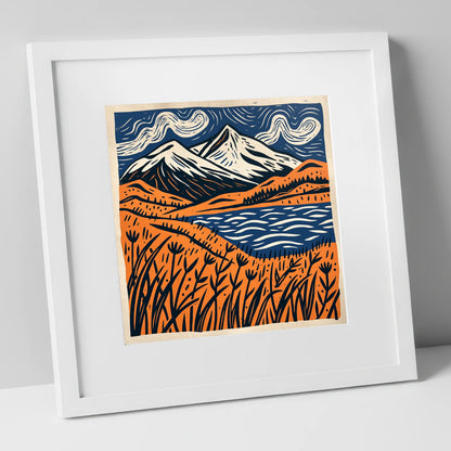 Skiddaw Beneath Swirling Skies lake district fell art print in white frame