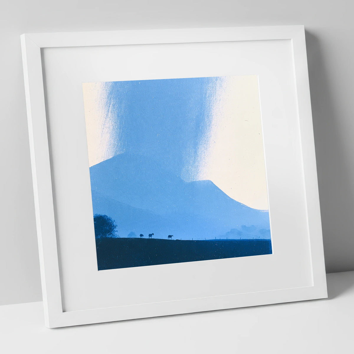 Storm Clouds Over Blue Fells lake district sky art print in white frame