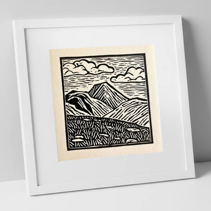 Great Gable In Monochrome lake district fell art print in white frame