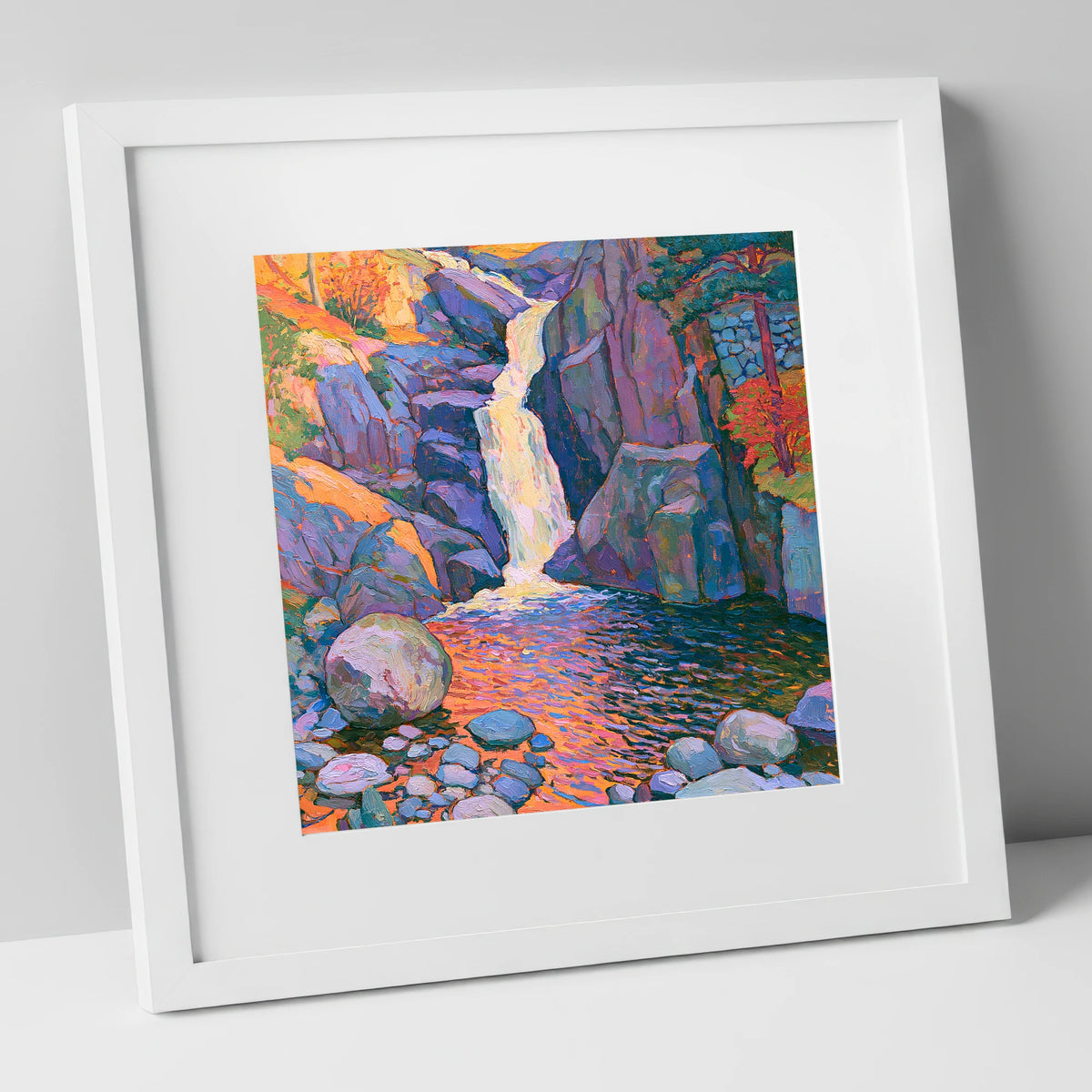 Luminous Lake District Waterfall lake district waterfall art print in white frame