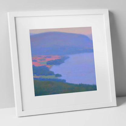 Pastel Skies Over Bassenthwaite Lake lake district lake art print in white frame