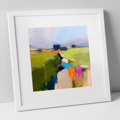 Vivid Valley Drystone Wall lake district valley art print in white frame