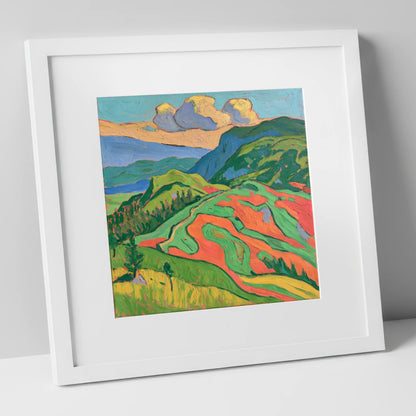 Vivid Rolling Fells Under Cloud lake district fell art print in white frame