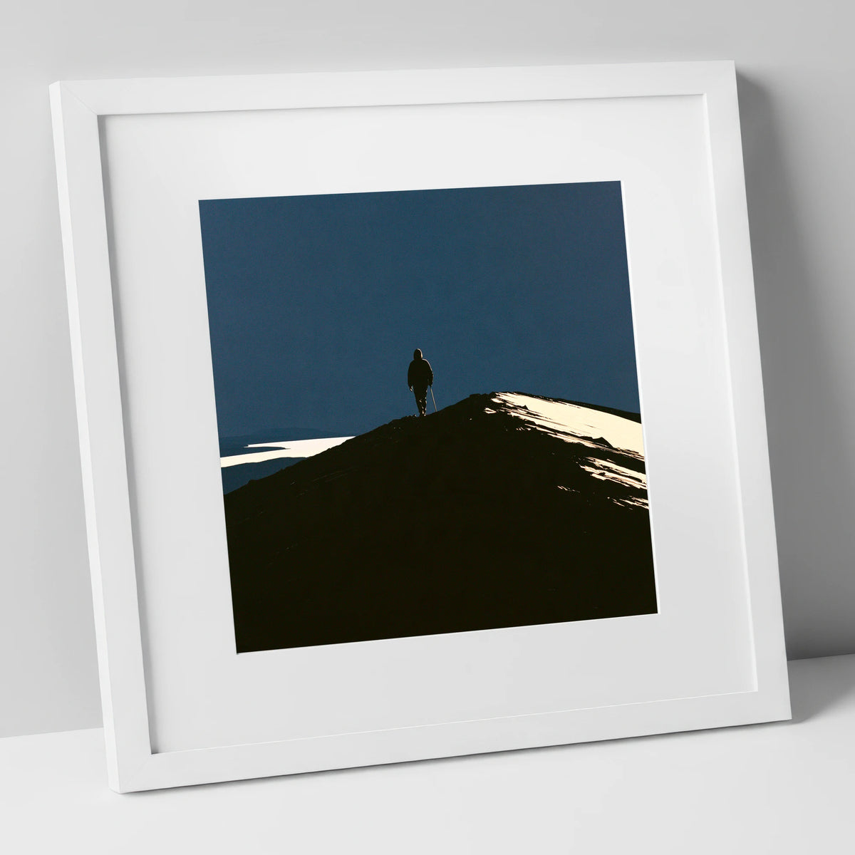 Twilight Silhouette on Skiddaw Ridge lake district fell art print in white frame