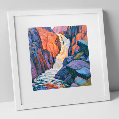 Vibrant Lake District Waterfall Cascade lake district waterfall art print in white frame
