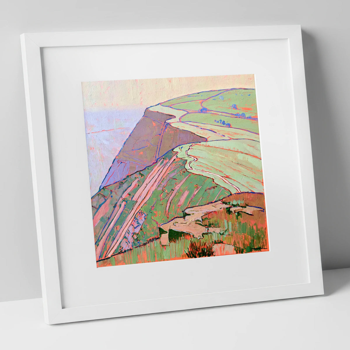 Mountain Ridge in Vivid Colour lake district fell art print in white frame
