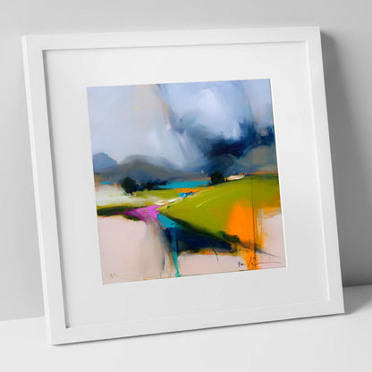 Storm Skies Over Bright Fells lake district sky art print in white frame